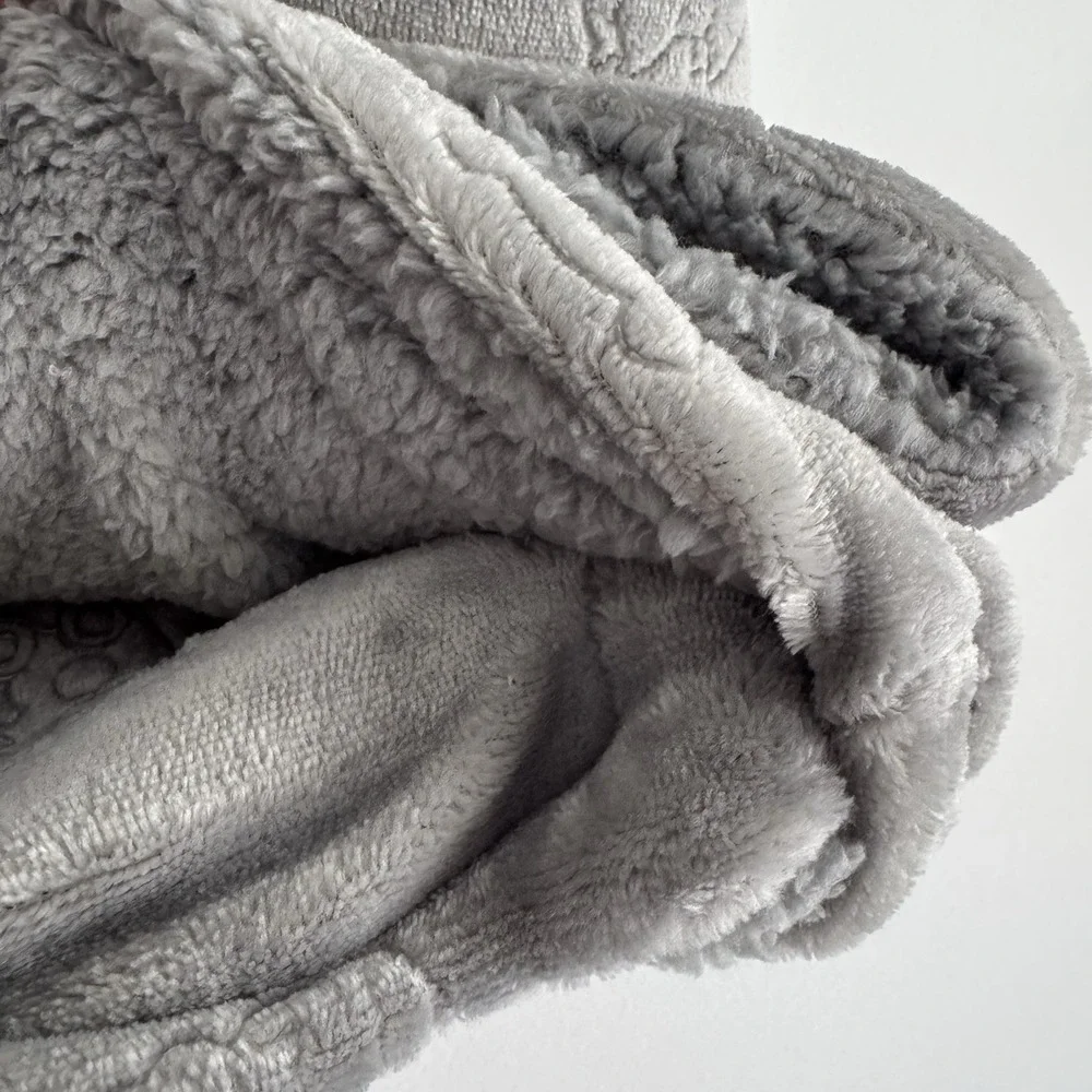 Little Celebrity Baby Blanket Gray‎ Embossed Alphabet Block Letters ABC's